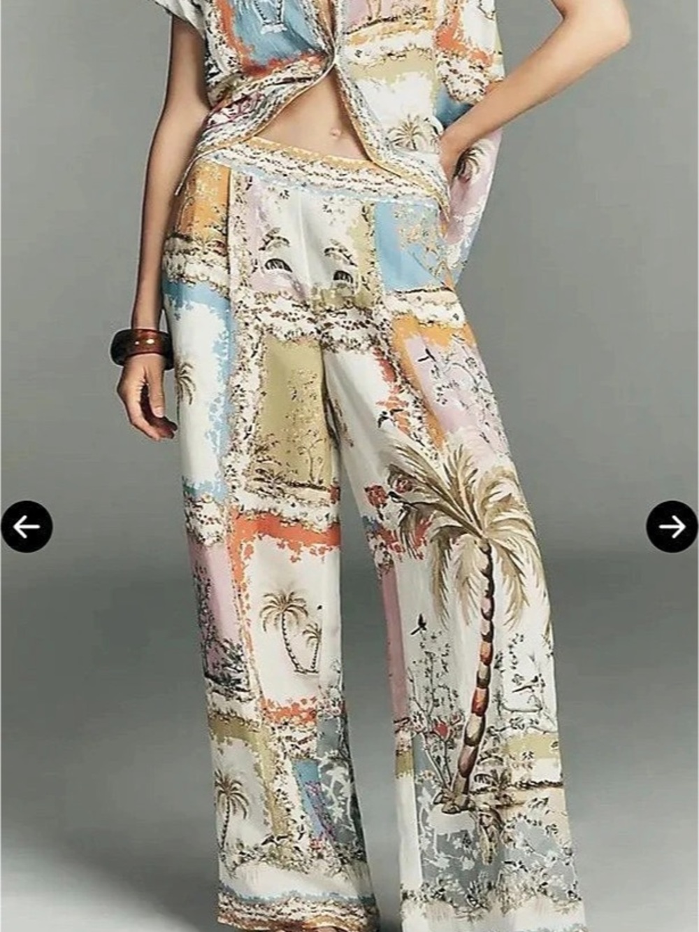 Ranna Gill Tropical Print wide-leg pants XS NWOT